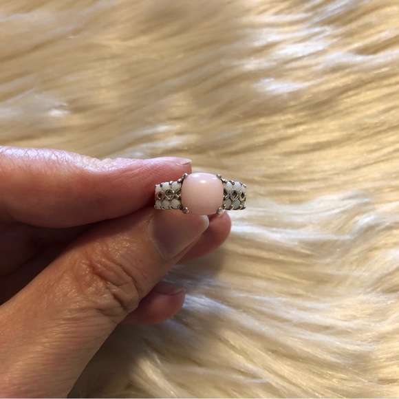 Sterling silver ring with pink and white opals size 7.25 - Picture 5 of 9